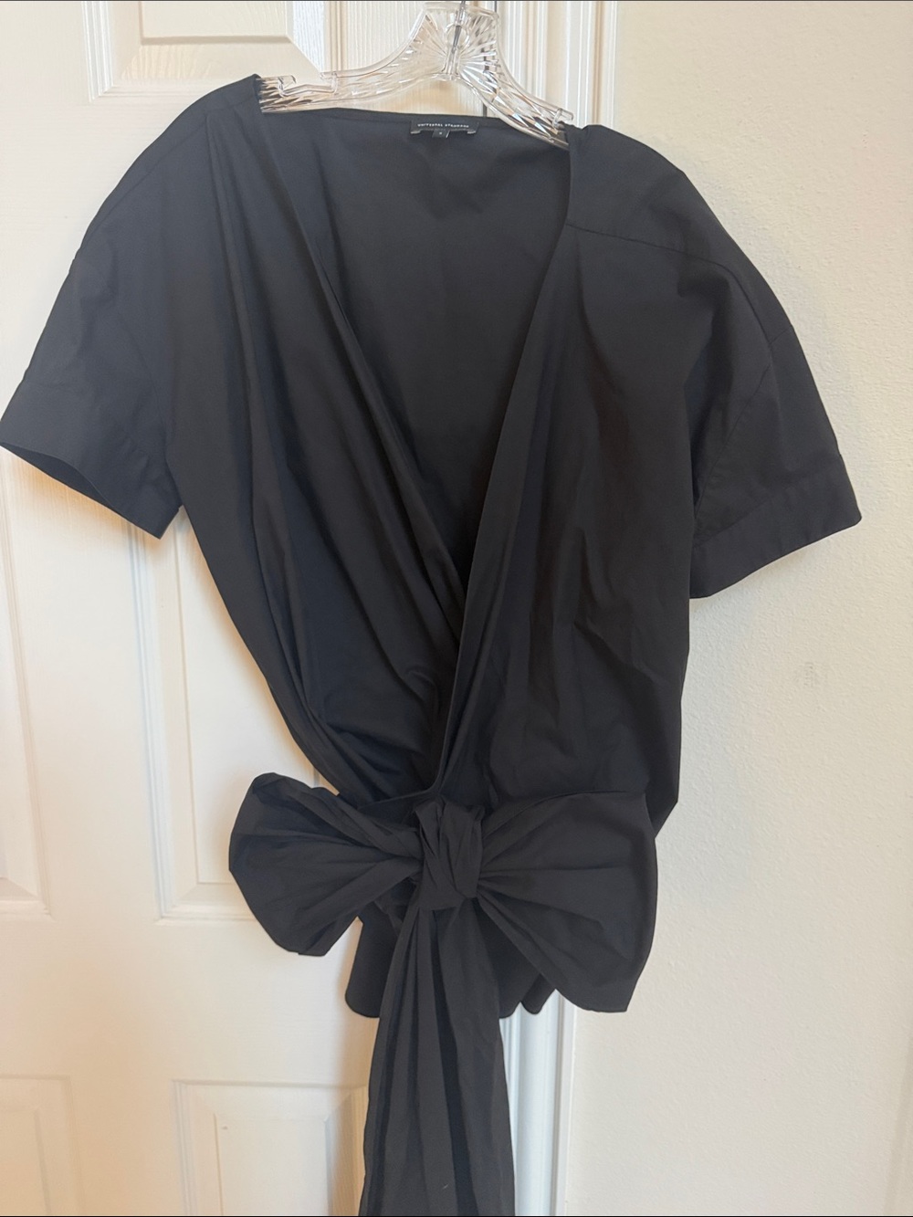 Universal Standard Black Wrap Tie Top with Side Bow Sz S (14-16)
